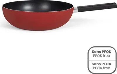Obrázok produktu pre 32 cm wok s nepriľnavým povrchom, bez PFOA a PFOS – silikónová rukoväť – vhodný pre všetky typy sporákov, vrátane indukčných