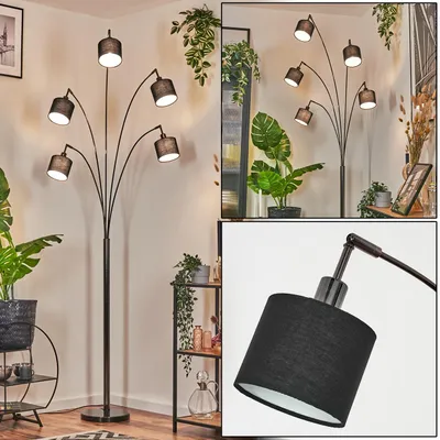 Produktbild von Schiavonea Stehlampe aus Metall/Stoff in Schwarz/Chromfarben/Weiß