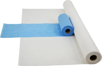 Produktbild von Sensalux Kombi-Set 1 Tischdeckenrolle 1,5m x 25m weiß + Tischläufer 30cm hellblau