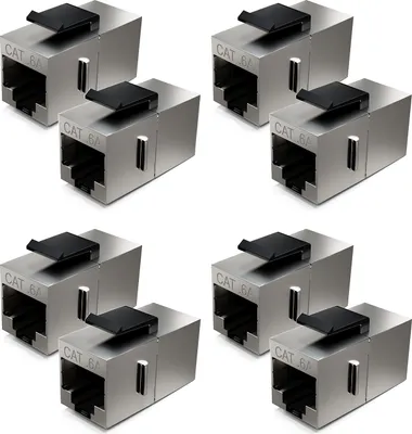 Produktbild von deleyCON 8x CAT6a Keystone Modul Patchkabel Kupplung Verbinder Geschirmt 2x RJ45 Buchse Netzwerk Patchpanel Keystonehalterung Erweiterung