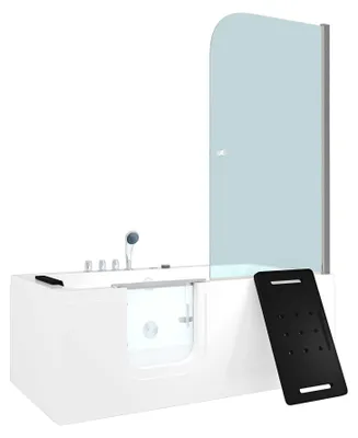 Produktbild von Seniorendusche Kombi Duschkabine Whirlpool Seniorenwanne mit Tür S15D-WP-TH-L 160x85x215 cm OHNE 2K Scheiben Versiegelung