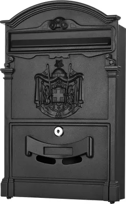 Produktbild von Mucola Briefkasten Antik Wandbriefkasten Nostalgie Postkasten Mailbox Letterbox Aluguss Wandmontage - Schwarz