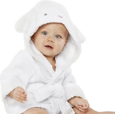 Produktbild von Kinder Baby Jungen/Mädchen Bademäntel, Baby Bademantel mit Kapuze, Tiermuster weiche mit Kapuze Bademäntel Baumwolltücher für Baby Schaf (0-18 Monate)