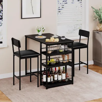 Productafbeelding van Bartafelset, 3-delig: Eettafel met 2 stoelen, geschikt voor keuken, eetkamer, bistro, etc.