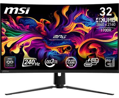 Produktbild von MSI MPG 321CURXDE QD-OLED, 80 cm (31.5"), 3840 x 2160 Pixel, 4K Ultra HD, QD-OLED, 0,05 ms, Schwarz