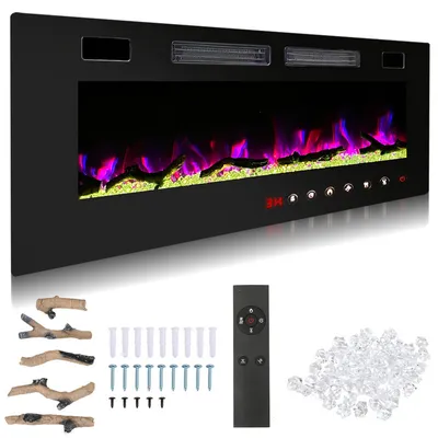 Produktbild von Jopassy Elektrokamin Wandkamin Elektrischer Kamin 750/1500W Elektroheizung 3D-Flammeneffekt Schwarz