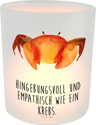 Produktbild von Mr. & Mrs. Panda Glas Teelichthalter Sternzeichen Krebs - Transparent - Geschenk, Windlicht Deko, Meerestier, Krebse, Krabbe, Kerzenhalter, Meer, aus, Kerzenglas