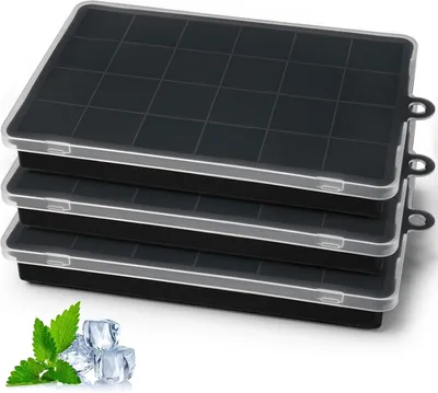 Produktbild von Silikon-Eiswürfelformen mit Deckel – Set mit 3 – Große Form für Eiswürfel, BPA-frei und stapelbar