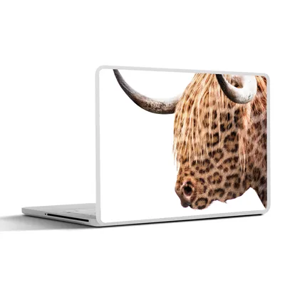 Produktbild von MuchoWow® Laptop Aufkleber Sticker Cover Schottischer Highlander - Pantherdruck - Weiß 25x18 cm - Laptop-Deko