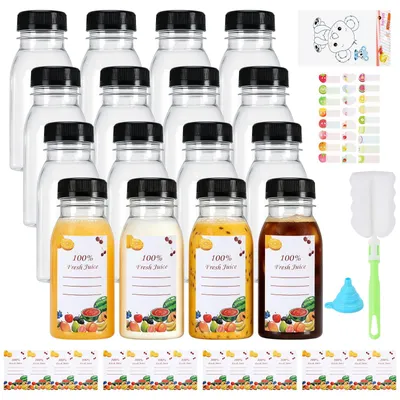 Saftflaschen 200 ml, 16 Stück, wiederverwendbar, mit Deckeln