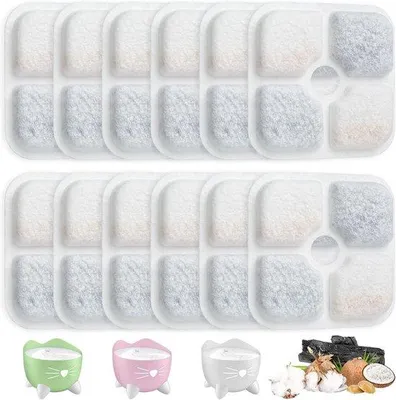 Produktbild von Katzen-Trinkbrunnen-Filter - 12-teilige Trinkbrunnenpumpe-Wasserbrunnenfilter - Ersatzfilter für Katzen-Trinkbrunnen - Katzen-Trinkbrunnenfilter - Katzen-Trinkbrunnen-Ersatzfilter (Shortened to: 12-teilige Katzen-Trinkbrunnenpumpe-Wasserbrunnenfilter - Ersatzfilter für Katzen-Trinkbrunnen)