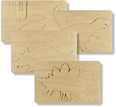 Image de Cartes décoratives Playmais sur le thème des dinosaures, lot de 4.