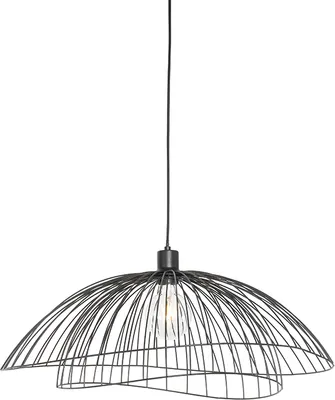 Produktbild von QAZQA - Design Design-Hängeleuchte schwarz mit doppeltem Schirm 66 cm - Pua I Wohnzimmer I Schlafzimmer - Stahl Rund - LED geeignet E27
