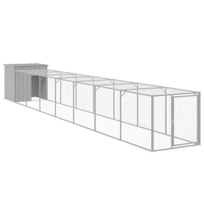 Obrázek produktu pro vidaXL Klec pro kuřata s výběhem světle šedá 110x813x110 cm ocel pozinkovaná