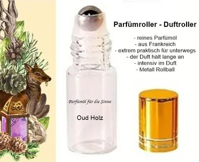 Produktbild von GKA Parfüm Duftroller Parfümroller Oud Holz Roll-On für unterwegs Parfümöl aus Frankreich sehr intensiv