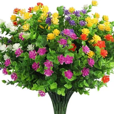 Produktbild von Unyqoos® Kunstblumen Bundel für Innen- und Außendekoration, 10 farbenfrohe, UV-beständige Blumen