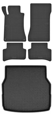 Productafbeelding van Rubberen automatten + kofferbakmat voor Mercedes-Benz Klasa C W203 2000-2008 (stationwagen) – 5-delig, zwart, op maat – Wielganizator