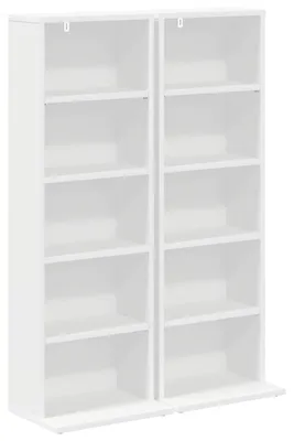 Obrázek produktu pro Regál na CD, 2 kusy, bílý, rozměry 33 x 23,5 x 97,5 cm, materiál: dřevotříska