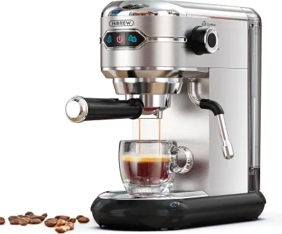 Produktbild von Kompaktní kávovar se systémem pro napěnění mléka, dotykové ovládání, tlak 19 barů, jednoduchá/dvojitá porce, automatické vypnutí, parní tryska se 3 otvory