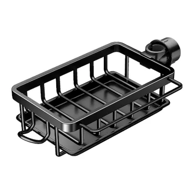 Zdjęcie produktu dla Organizer na baterię kuchenną, wielofunkcyjny, wykonany ze stali nierdzewnej uchwyt na gąbkę, płyn do mycia naczyń, mydło i szczotkę z tacką ociekową