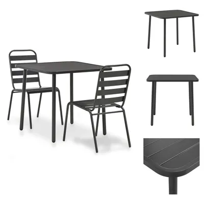 Obrázok produktu pre vidaXL 3-dielny bistro set oceľový tmavosivý - Záhradné nábytkové sety