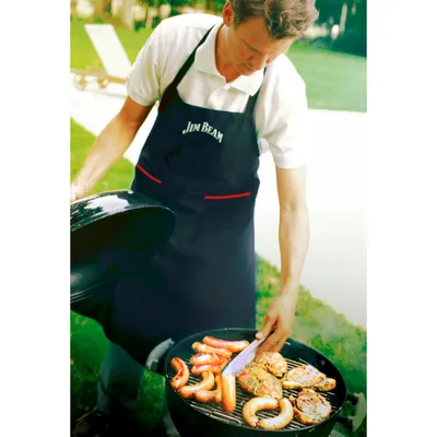 Produktbild von Jim Beam BBQ Grillschürze Kochschürze Küchenschürze - Baumwolle Schwarz - mit Taschen Unisex