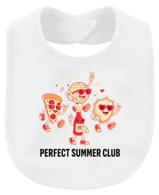 Immagine prodotto di "Pizza Discokugel" per feste estive, birra, stile vintage, bavaglino per bambini, bianco