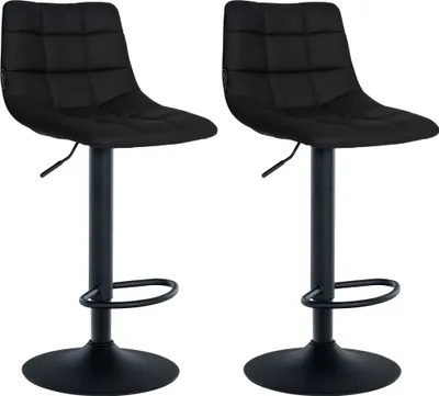 Produktbild von DELUKE® Barhocker 2er Set DUBAI - Schwarz, Kunstleder, Schwarz | Barhocker mit Lehne Barstuhl Tresenhocker Tresenstuhl Kneipenhocker Kneipenstuhl