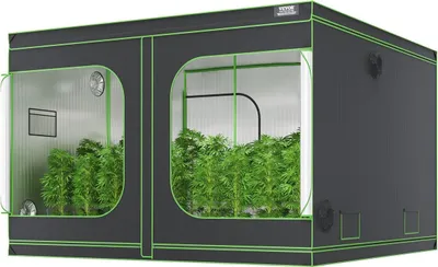 Zdjęcie produktu dla Namiot do uprawy 10x10, 120'' x 120'' x 80'', namiot do uprawy hydroponicznej z wysokoodblaskowego materiału Mylar 600D, z okienkiem obserwacyjnym, torbą na narzędzia i tacą podłogową do uprawy roślin w pomieszczeniach