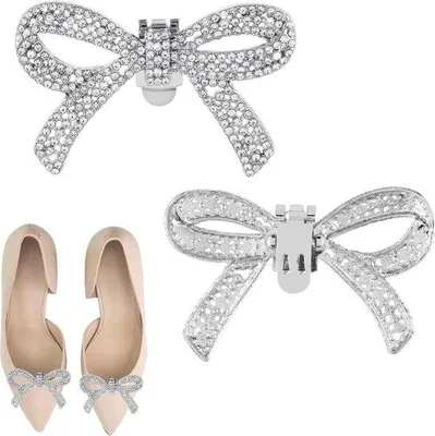 Immagine prodotto di 4 fermagli per scarpe con strass, argento, scintillanti, per matrimoni