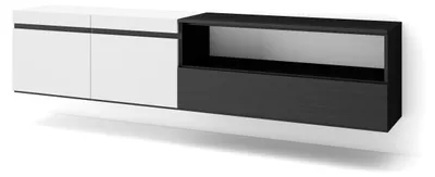 TV-Lowboard hängend 200x45x35 cm modern weiß/schwarz