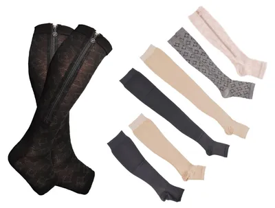 Produktbild von Reisestrümpfe Reisekniestrümpfe Stützstrümpfe Kompressionsstrümpfe Reisesocken , Variante:Wäscheglück lang