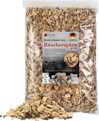 Produktbild von Moritz 2,5kg Räucherspäne Buche mit Nelke grob 6 -12 mm Räuchern I Kalträuchern von Fisch Fleisch Wurst Käse Gemüse auch für BBQ I Grill - Räuchermehl