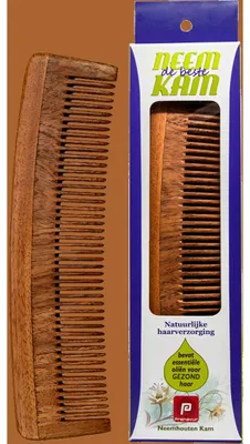 Imagen del producto de Holisan, peine de madera de neem, dientes finos (1 unidad)