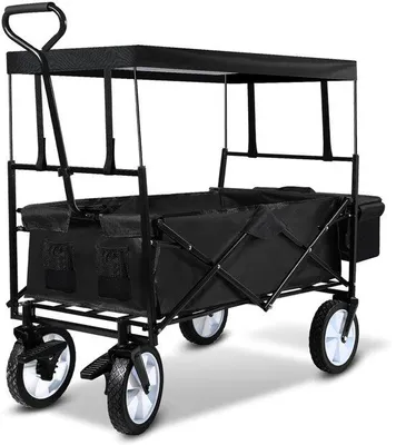 Zdjęcie produktu dla Wózek transportowy dla dzieci – składany – wózek transportowy o nośności 80 kg – czarny – regulowana rączka