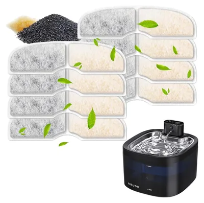 Produktbild von Filter für Katzenbrunnen, 8 Stück Filter + 8 Stück Schaumstofffilter, Ersatzfilter für 3.5L Haustierbrunnen