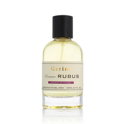 A bottle of Gerini Romance Rubus Extrait De Parfum is shown against a white background.