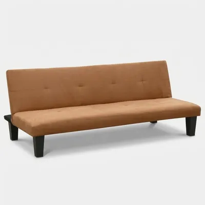 Produktbild von 2- Sitzer Mikrofasersofa Klappsofa Schlafsofa mit Onyx-Füßen für Wohn- und Gästezimmer - Braun