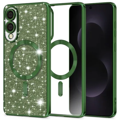 Obrázek produktu pro Techsuit – kryt Glitter MagSafe pro Samsung Galaxy S25 Edge – tmavě zelený