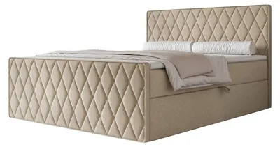 Produktbild von Boxspringbett PONTI III 140x200 Rautenmuster Fußteil Bettkasten Bonellmatratze Beige