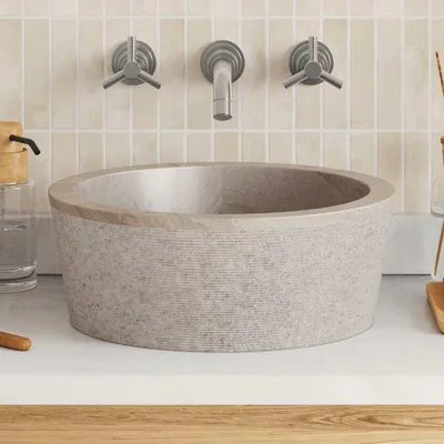 Image de Lavabo gris Ø40x15 cm marbre