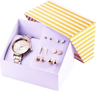 Produktbild von Excellanc Damen-Geschenkset Armbanduhr Ohrstecker Elegant Analog Quarz 1800183