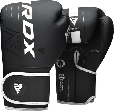 Produktbild von RDX Boxhandschuhe, Muay Thai Kickboxing Sparring, Maya Hide Leder KARA Boxhandschuhe Männer Frauen, Boxsack Handschuhe, Kickboxing Handschuhe MMA Martial Arts Training Schwarz Erwachsene 8 10 12 14 16 18 oz