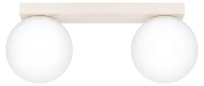 Produktbild von Deckenleuchte Metall Glas Beige Weiß G9 2-flammig Kugelschirm Modern Deckenlampe