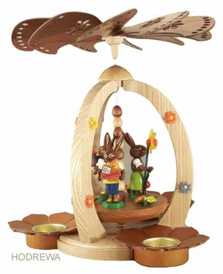 Produktbild von Osterdekoration Pyramide mit Hasen natur Höhe 28cm NEU