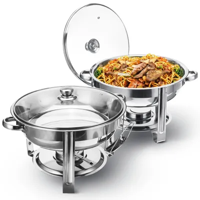 Produktbild von Chafing Dish Buffet Set 4 L 2er-Set - Edelstahl Speisenwärmer - Buffet Wärmbehälter - Catering Hochzeit Party