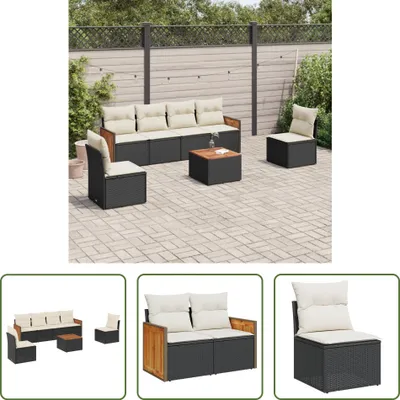 Produktbild von The Living Store 7-tlg. Garten-Sofagarnitur mit Kissen Schwarz Poly Rattan
