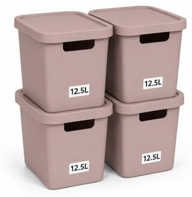 Produktbild von Plastard Aufbewahrungsbox mit Deckel 4er-Set 12,5 Liter in Pink