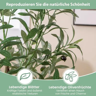 Produktbild von Künstliches Olivenbaum-Set, 130 cm, 2-teilig mit Zementtopf
