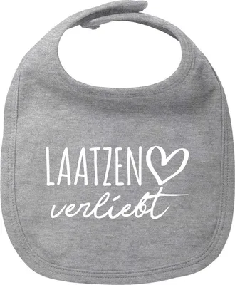 Produktbild von Huuraa Baby Lätzchen Laatzen verliebt Heather Grey Klettverschluss  Baumwolle Latz Geschenkidee